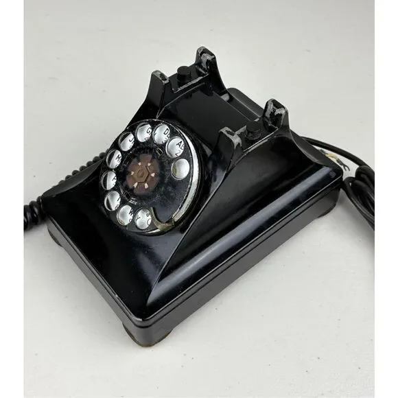 Vintage 1940s Western Electric FIW F1W Black Rotary Desktop Telephone Black USA - Picture 6 of 13